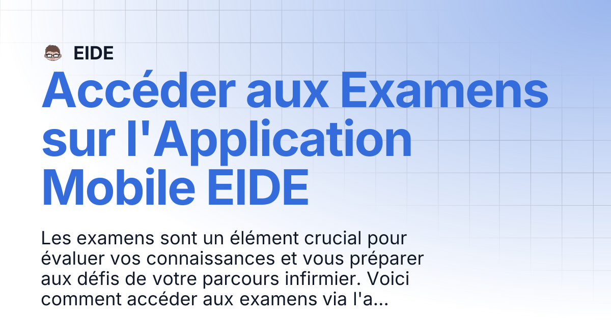 Accéder aux Examens sur l'Application Mobile EIDE | EIDE